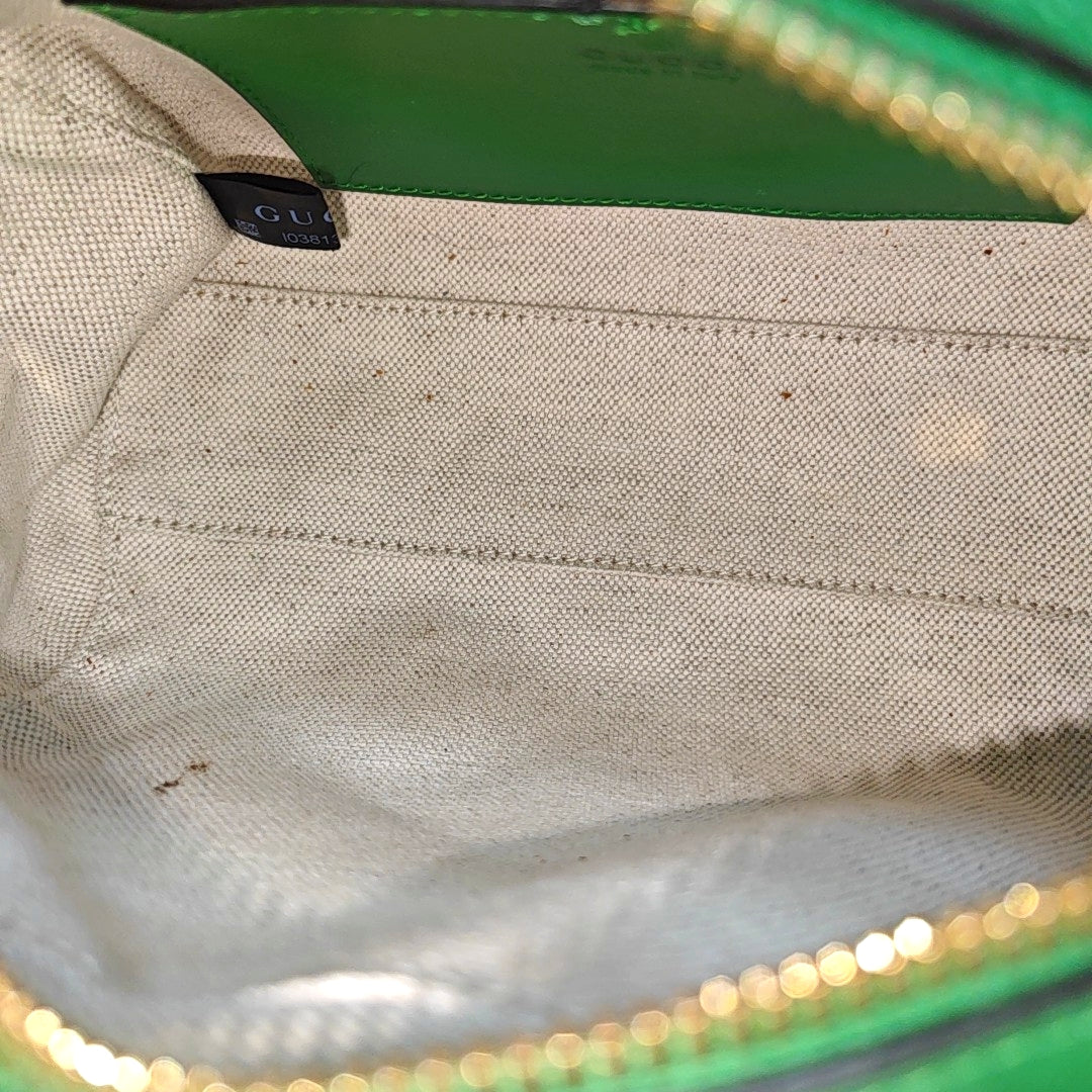 GG Matelassé Mini Monogram Leather Green