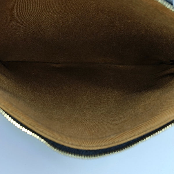 Coated Canvas Clutch Brown