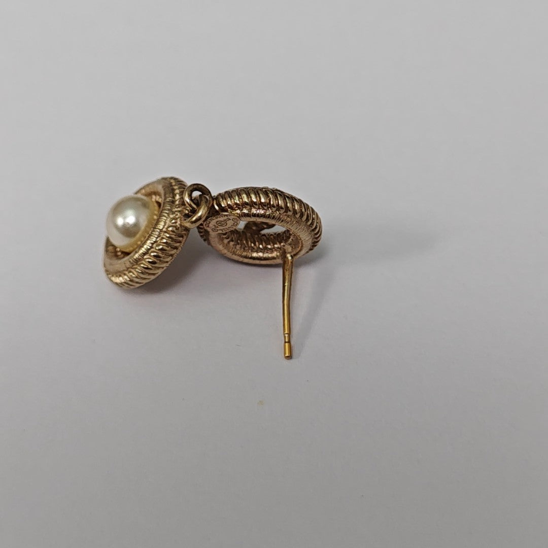 CC Logo Metal Gold Stud Earrings