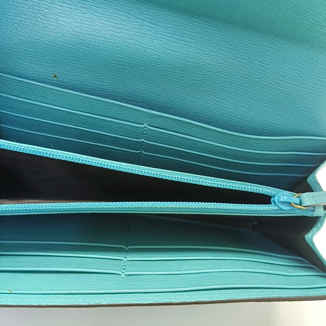 Bright Bit Calfskin Blue Wallet