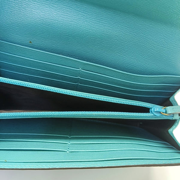 Bright Bit Calfskin Blue Wallet