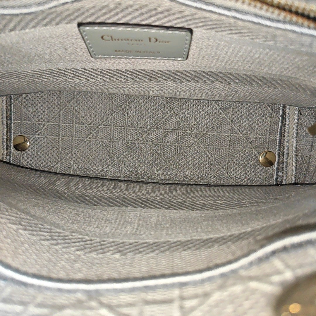 Lady D-Lite Medium Cannage Canvas Gray