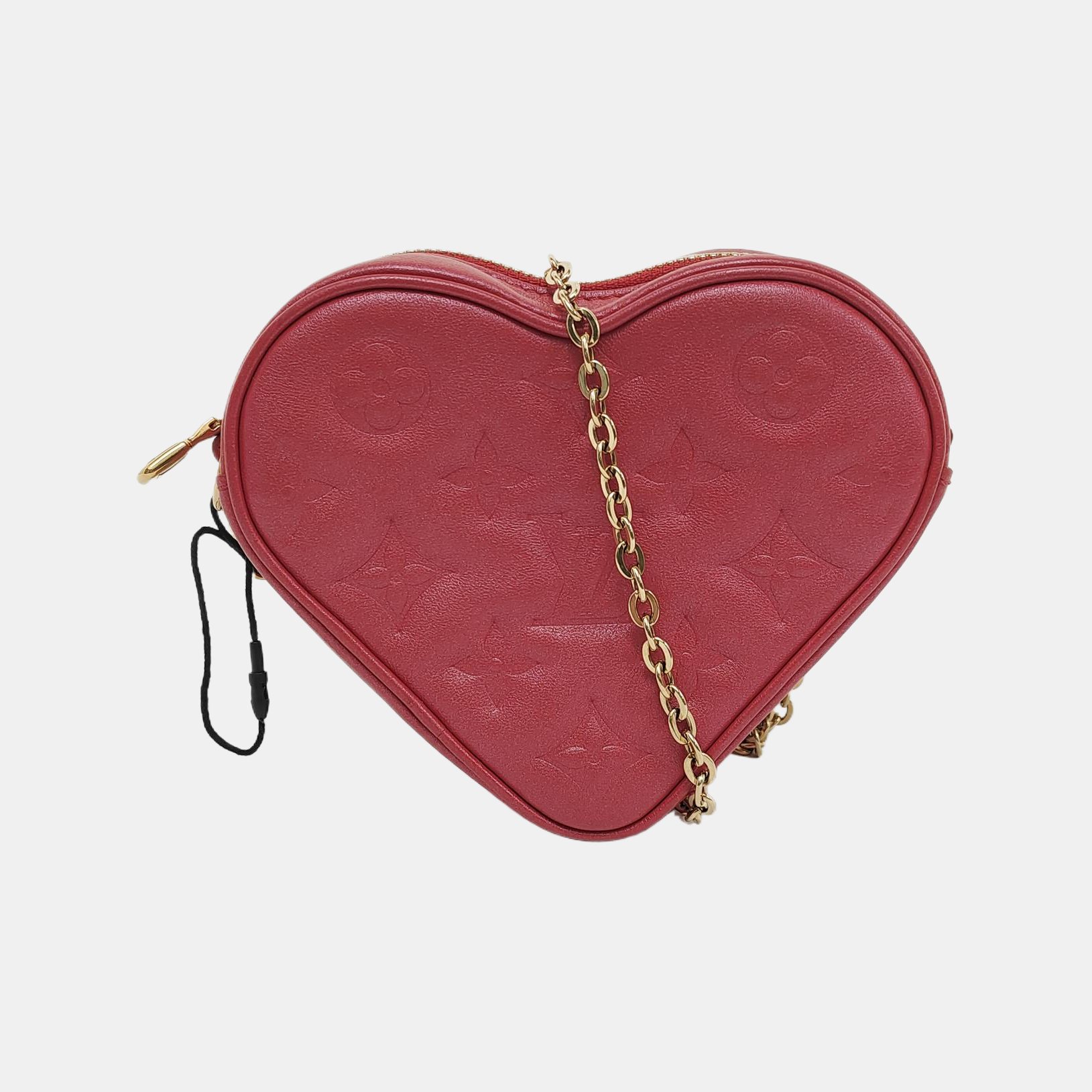 HEART ON CHAIN Lambskin Red