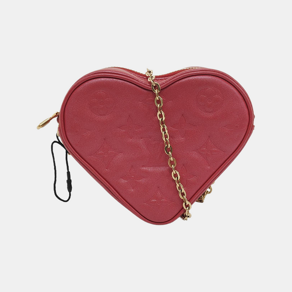 HEART ON CHAIN Lambskin Red