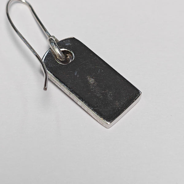 Authenticated pre-owned  Dog Tag Silver Tone Metal Synthetic Crystal Silver Earring - Earrings at Looply