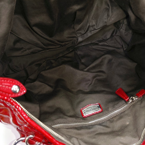 Quilted Patent Leather Shoulder Bag Red