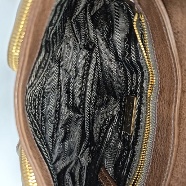 Calfskin Top Handle Bag Brown
