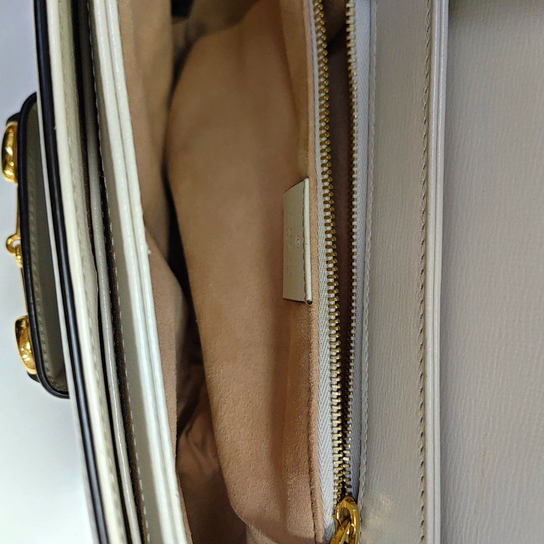 Horsebit 1955 Small Monogram Coated Canvas Beige
