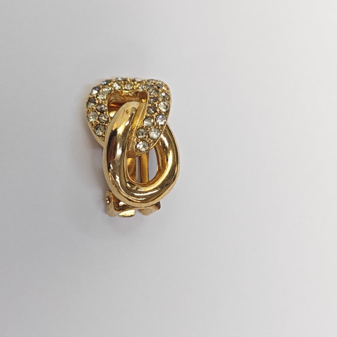 Twist Round Metal Gold Clip On Earrings