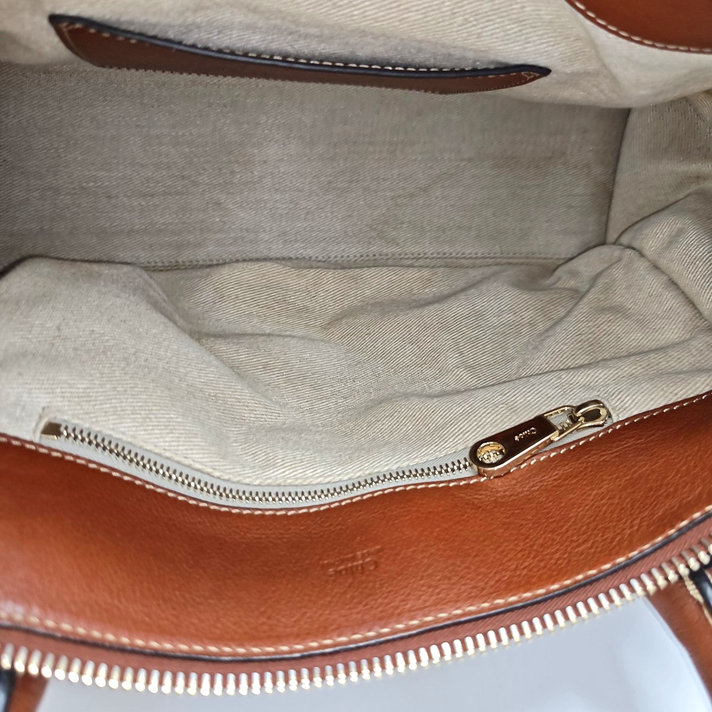 Fabric Top Handle Bag Brown