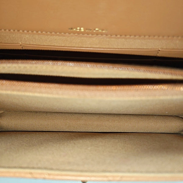 Quilted Grained Calfskin Shoulder Bag Beige