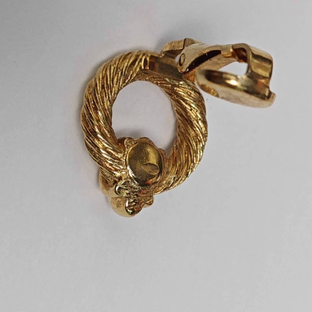 Twist Round Metal Gold Clip On Earrings