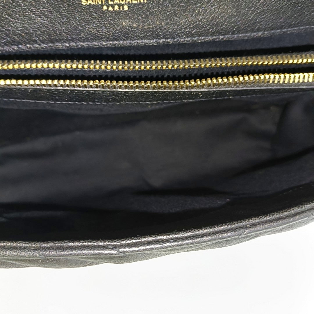 COLLEGE Large Chevron Lambskin Black