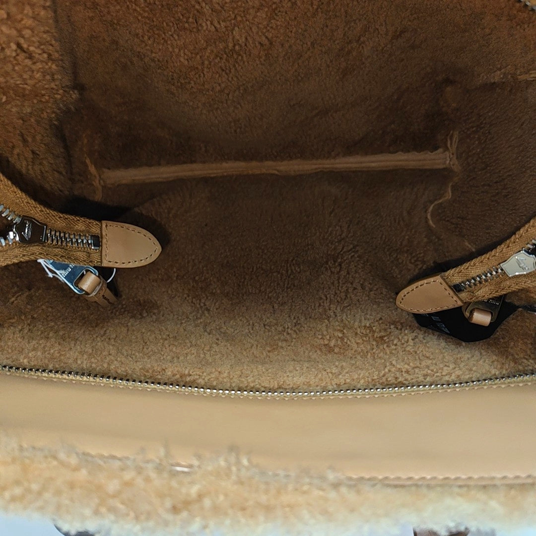 Sheepskin Top Handle Bag Brown