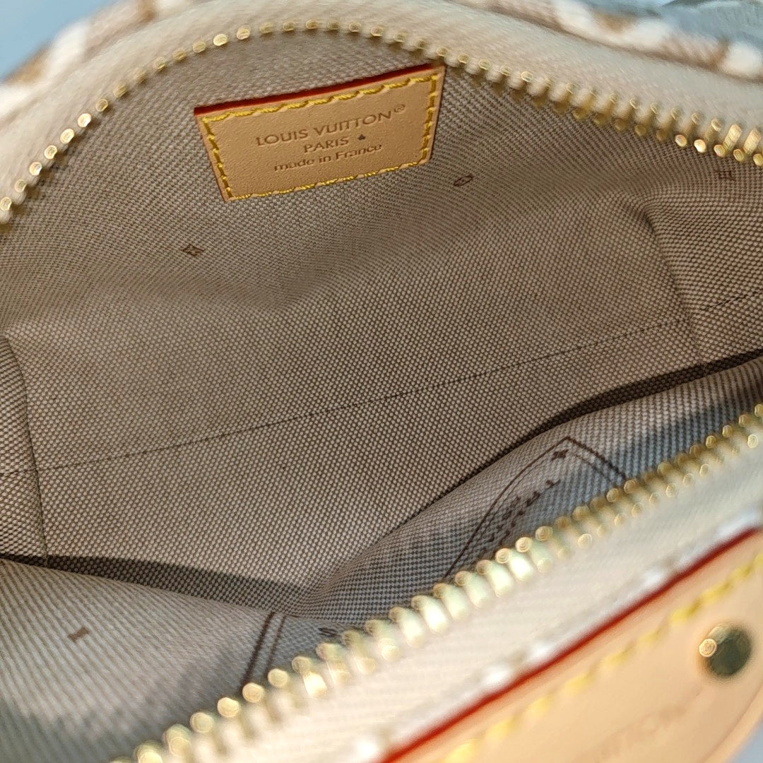 Monogram Fabric Top Handle Bag Gray