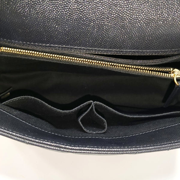 COCO HANDLE Medium Chevron Grained Calfskin Black