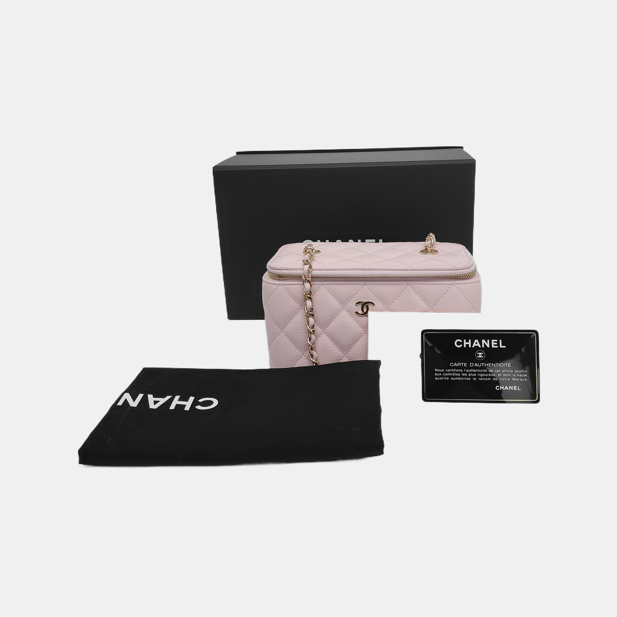 Authenticated pre-owned  VANITY CASE Quilted Grained Calfskin Pink - Crossbody Bag at Looply