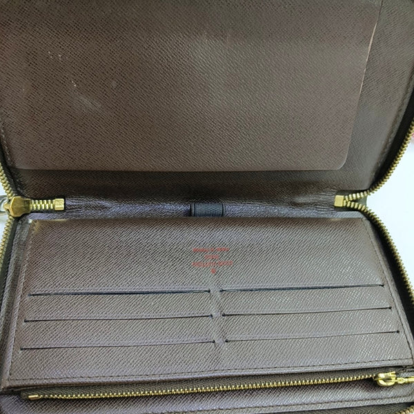ZIPPY Damier Ebene Coated Canvas Brown Wallet