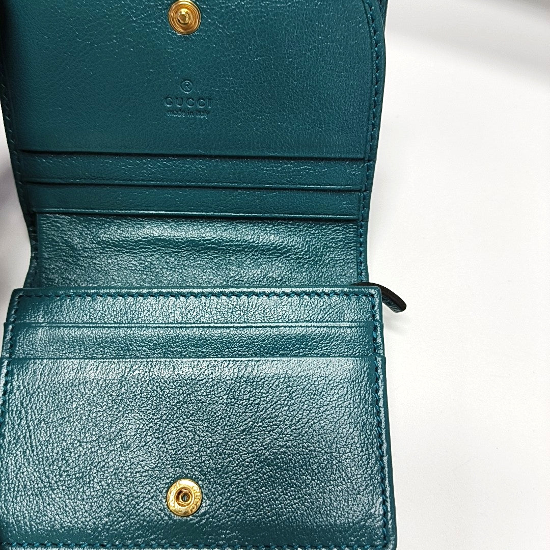 GG Marmont Mini Quilted Calfskin Blue Wallet