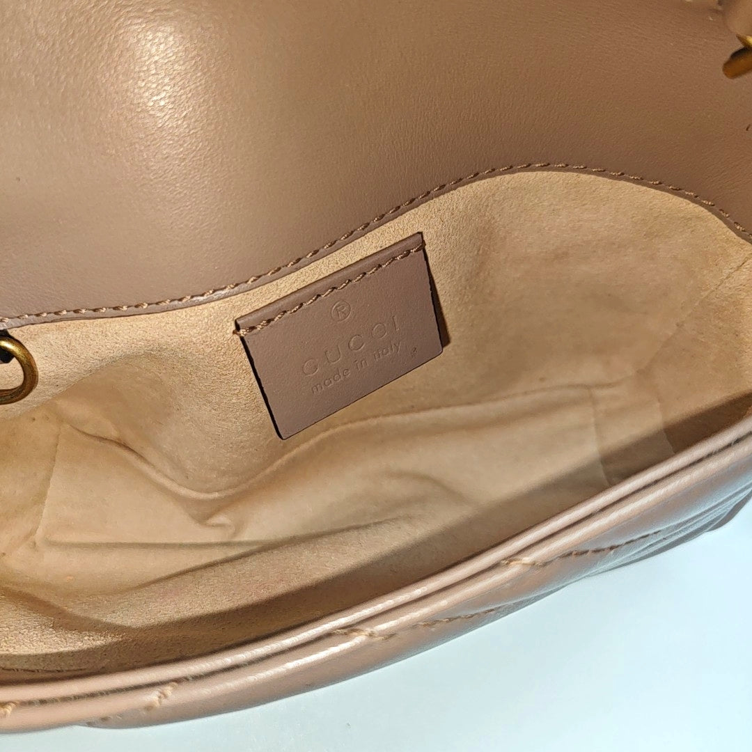 GG Marmont Mini Quilted Calfskin Beige