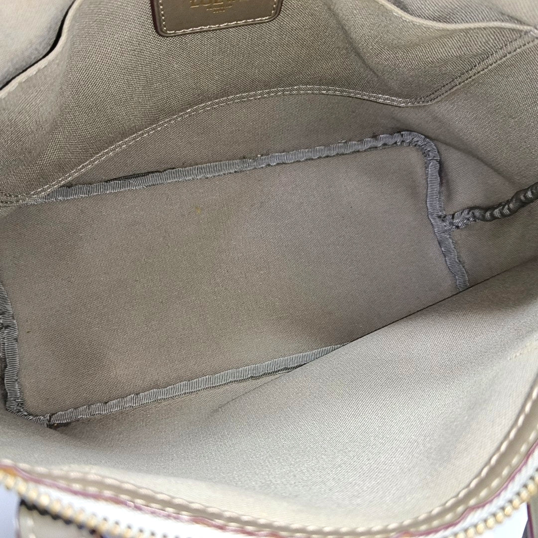 Coated Canvas Top Handle Bag Gray