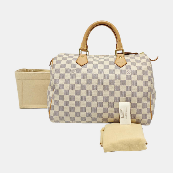 SPEEDY 30 Damier Azur Coated Canvas White