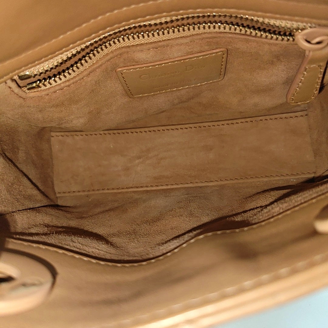 Lady Dior Mini Cannage Calfskin Beige
