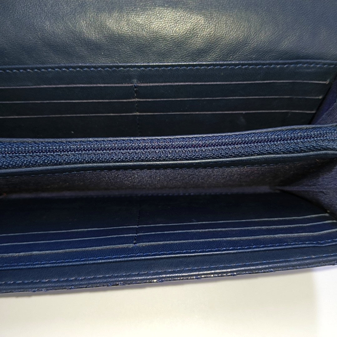 Chevron Patent Leather Wallet Blue