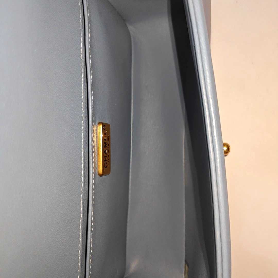 Authenticated pre-owned  BOY CHANEL Lambskin Blue - Shoulder Bag at Looply
