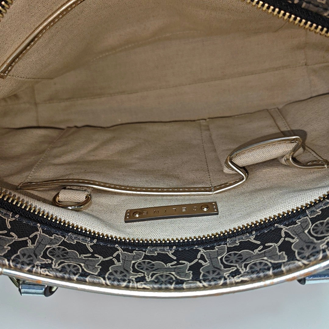 Coated Canvas Top Handle Bag Gray