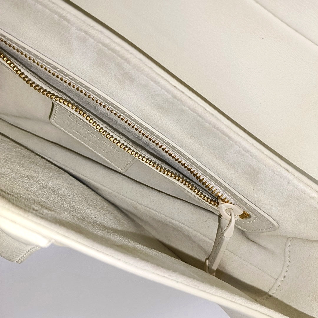 Saddle Small Calfskin White