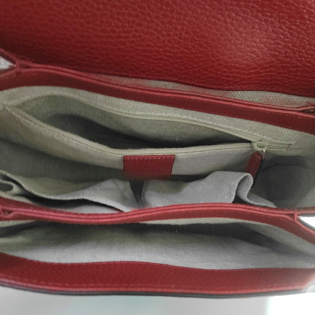 Interlocking G Large Calfskin Red