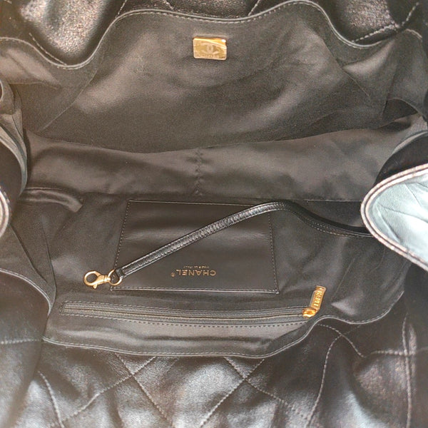 Quilted Lambskin Tote Bag Black