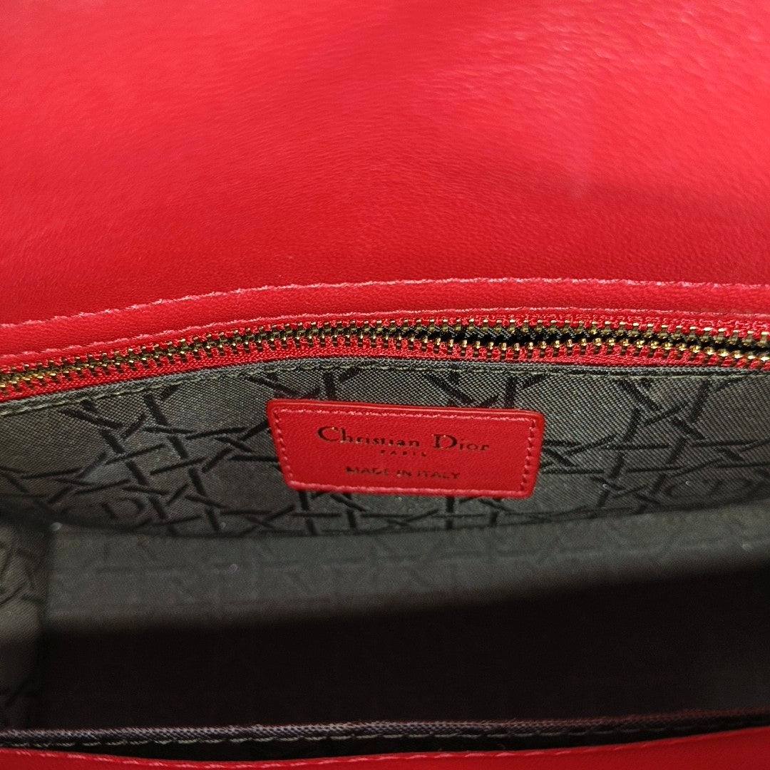 Authenticated pre-owned  Lady Dior Quilted Lambskin Red - Tote Bag at Looply