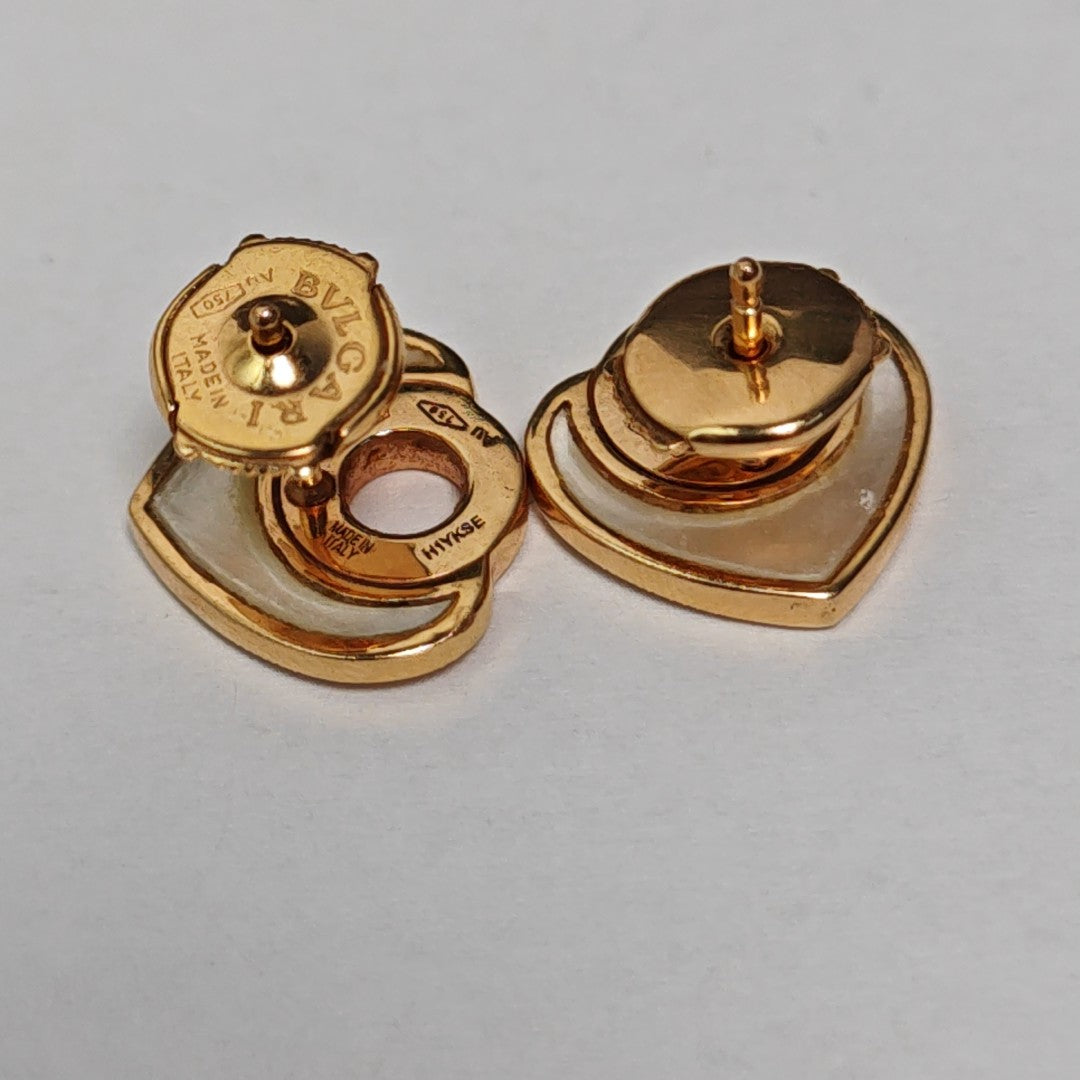BVLGARI BVLGARI 18k Rose Gold White Stud Earrings