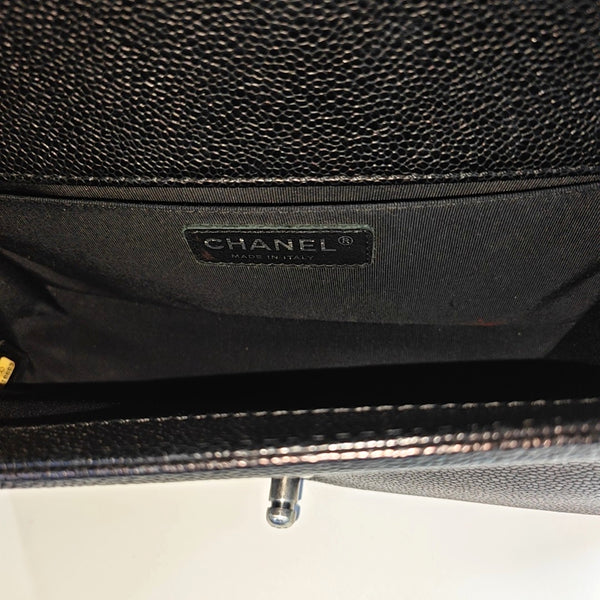BOY CHANEL Medium Quilted Grained Calfskin Black