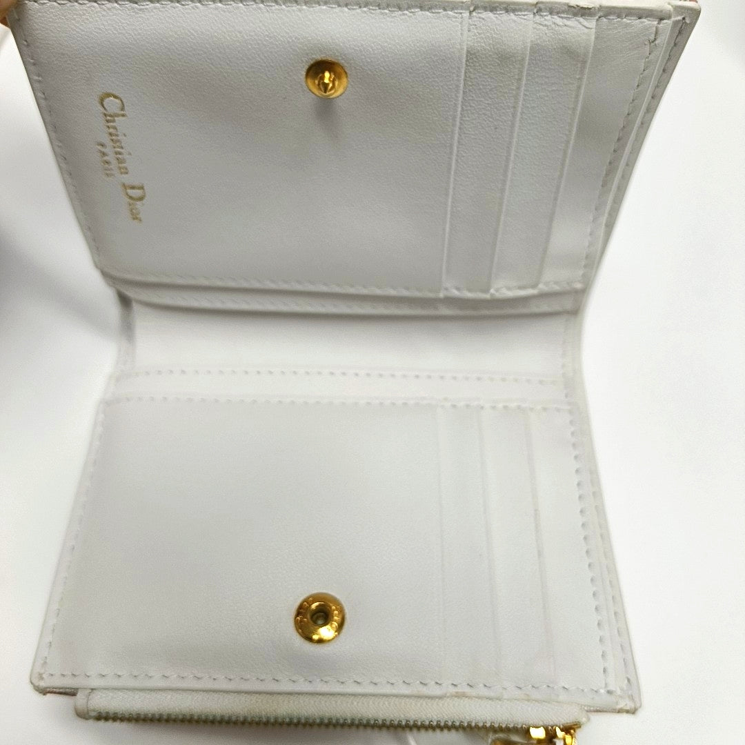 Lady Dior Super Mini Calfskin White Wallet