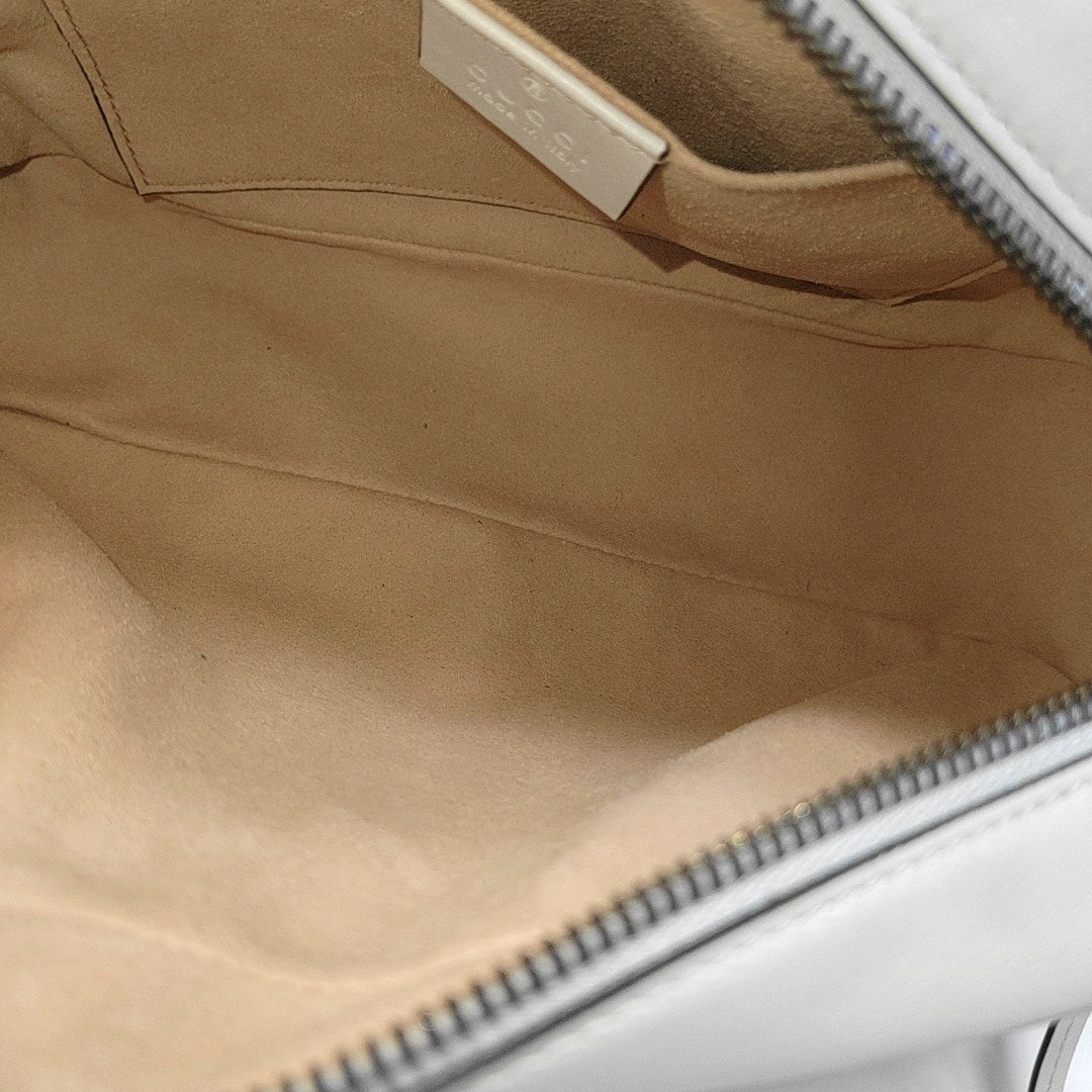 GG Marmont Small Quilted Calfskin White