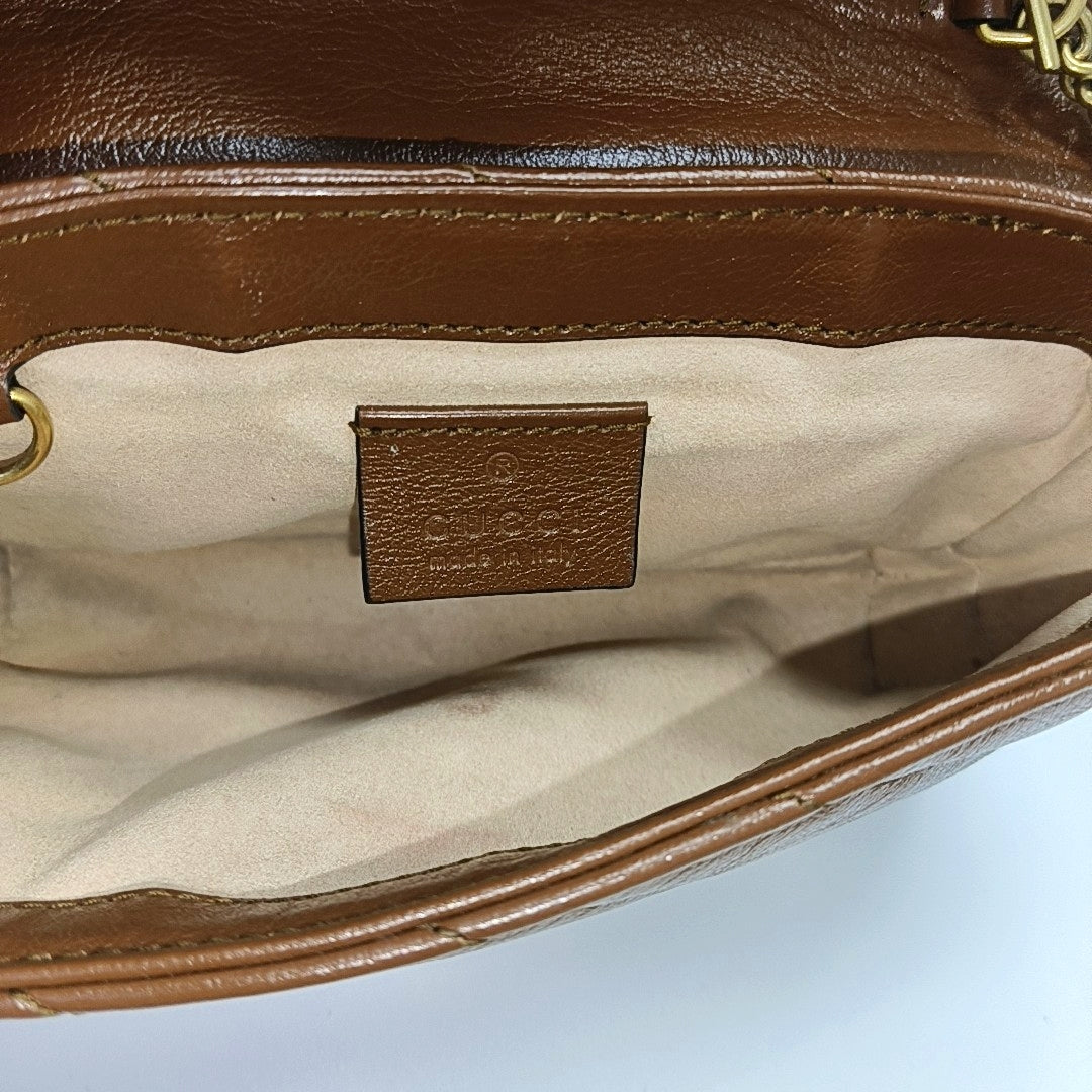 GG Marmont Mini Quilted Calfskin Brown