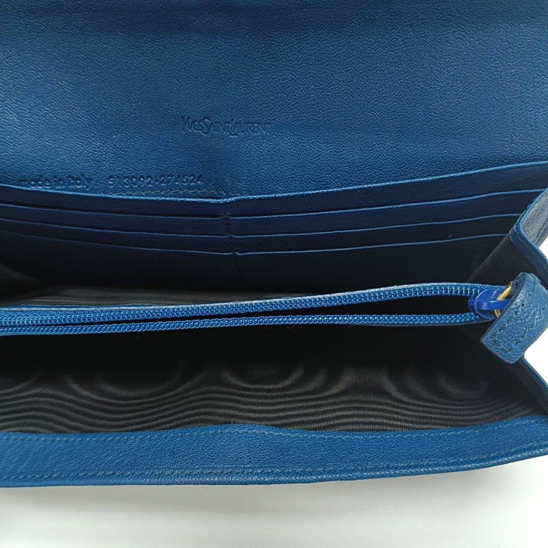 CHYC Y LIGNE Calfskin Blue Wallet