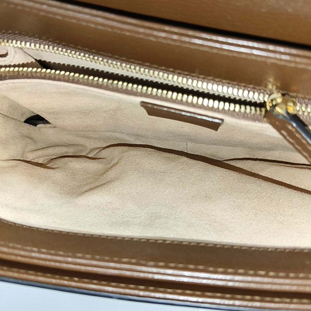 Horsebit 1955 Medium Monogram Coated Canvas Beige