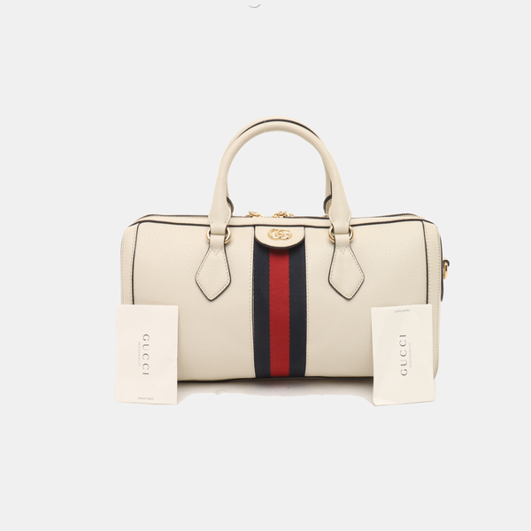 Authenticated pre-owned  Ophidia Medium Calfskin White - Top Handle Bag at Looply