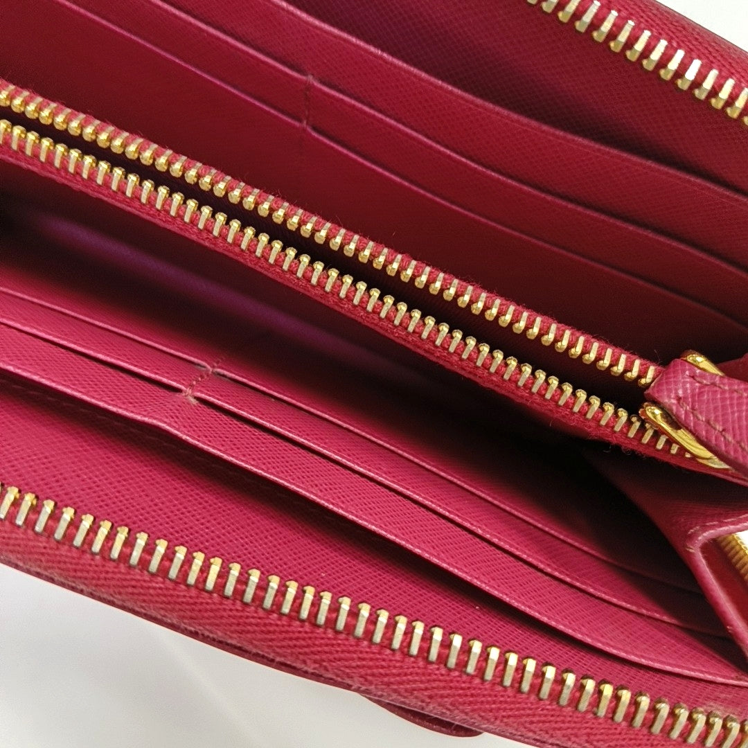 Fiocco Bow Saffiano Calfskin Red Wallet
