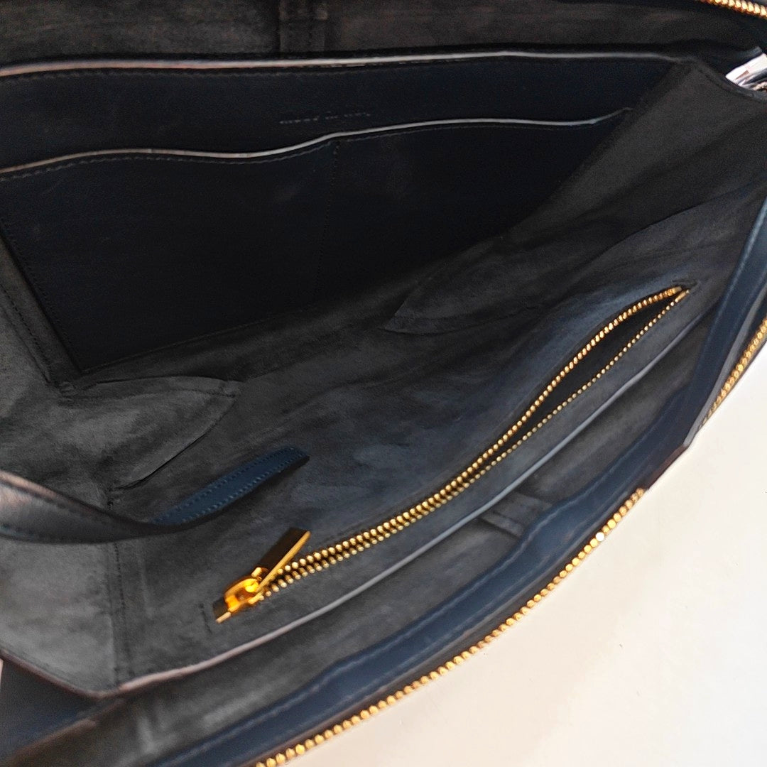 Authenticated pre-owned  TRI FOLD Calfskin Blue - Shoulder Bag at Looply