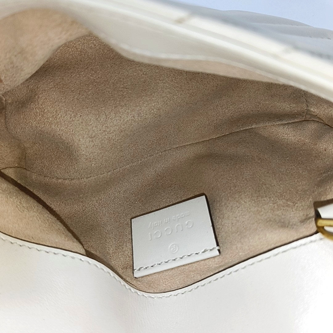 GG Marmont Mini Quilted Calfskin White