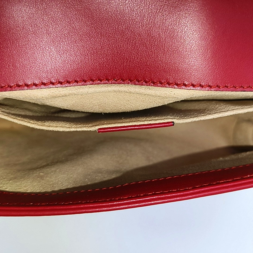 GG Marmont Small Quilted Calfskin Red