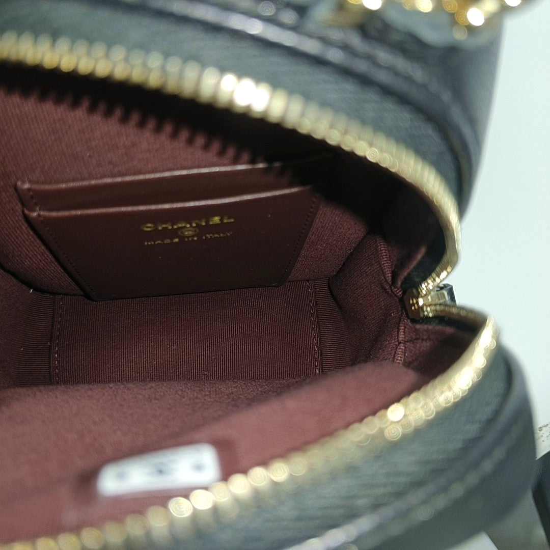 Quilted Grained Calfskin Backpack Mini Black