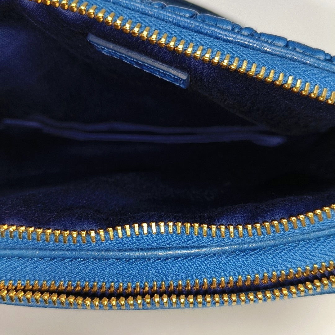 Quilted Lambskin Top Handle Bag Blue