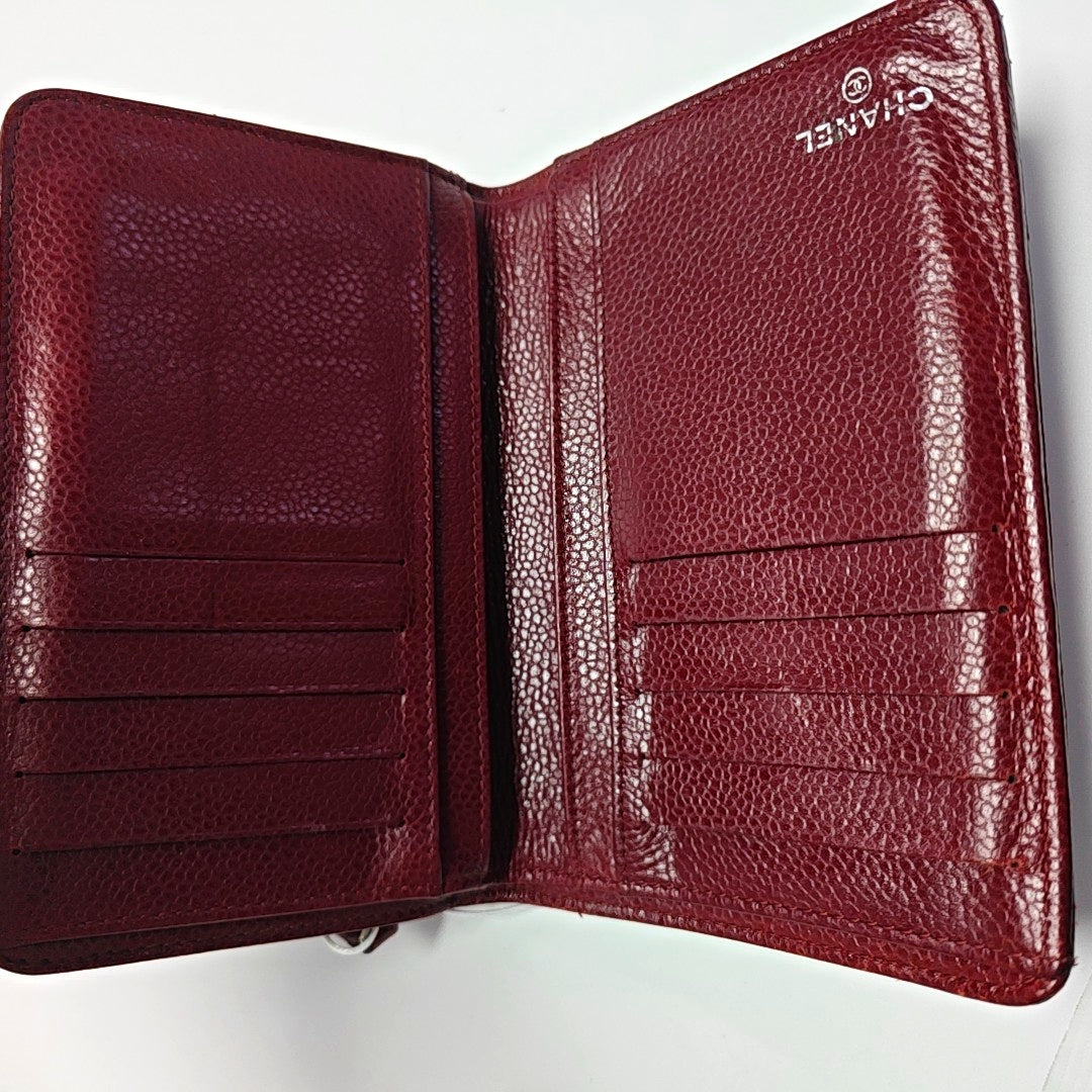 Quilted Grained Calfskin Wallet Red