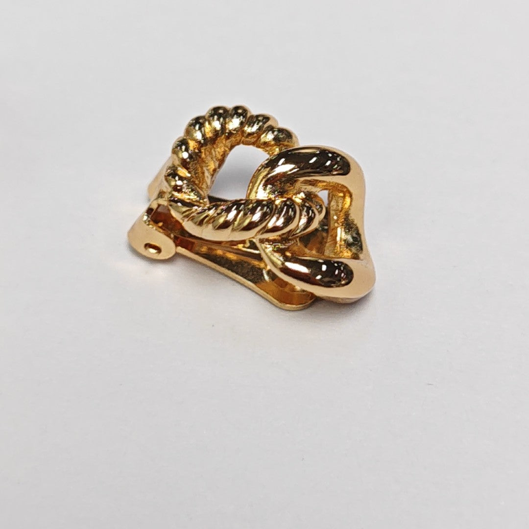Twist Round Metal Gold Clip On Earrings